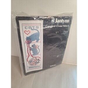NOS VTG Janlynn Counted Cross Stitch #50-528 Cats 9" X 26" Sampler Sealed